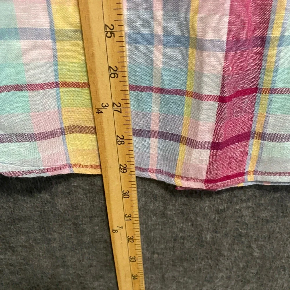 J Crew Irish Linen Baird‎ McNutt Button Up Shirt Men M Slim Plaid Preppy Coastal